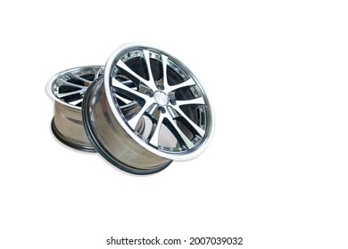 Magnesium Alloy Wheel Or Mag Wheel Of Car On Isolate White Background. Sport Car Concept