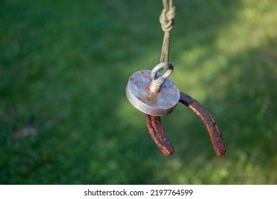 Magnet Fishing Catch, An Old Rusty Horseshoe