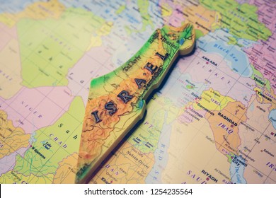 Magnet from Israel on the map - Shutterstock ID 1254235564