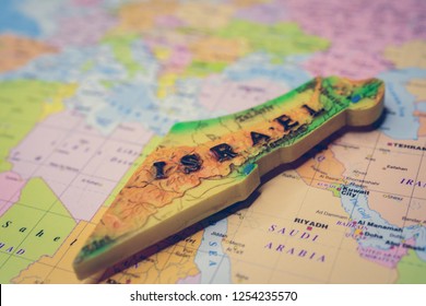 Magnet from Israel on the map - Shutterstock ID 1254235570