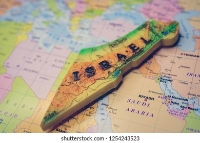 Magnet from Israel on the map - Shutterstock ID 1254243523