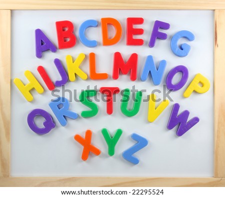 Magnet letters  on white  board
