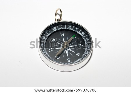 Magnetic compass. Navigation device on a white background.