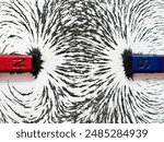 Magnetic field showed by iron filings for unlike poles.