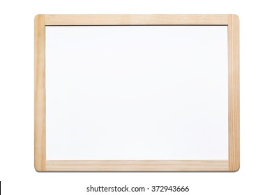 Magnetic whiteboard isolated on white background with wooden frame