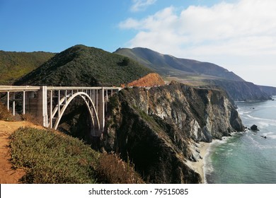 The magnificent bridge on coastal highway of rocky and steep Pacific coast USA - Powered by Shutterstock