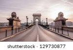 Magnificent Chain Bridge in beautiful Budapest. Szechenyi Lanchid is a suspension bridge that spans the River Danube between Buda and Pest, in the capital of Hungary.
