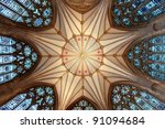 The magnificent Chapter House ceiling (completed 1186 AD) at York Minster