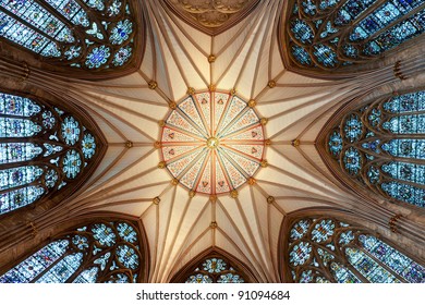 The magnificent Chapter House ceiling (completed 1186 AD) at York Minster - Powered by Shutterstock