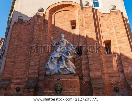Magnificent Fountain, Boulbonne street, in Toulouse, in Haute Garonne, in Occitanie, France