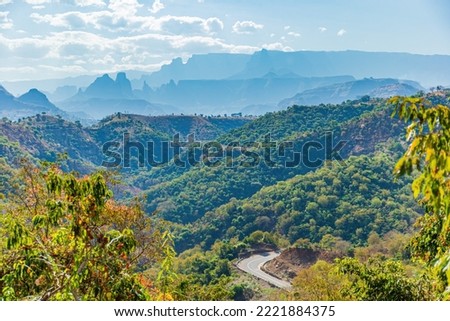 Magnificent landscape view of the Simien Mountains National Park in Northern Ethiopia Stock photo © 