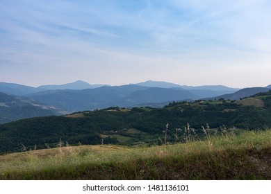 Magnificent panorama of the high Trebbia valley, Pietra Parcellara, val trebbia, Bobbio, Piacenza, Italy