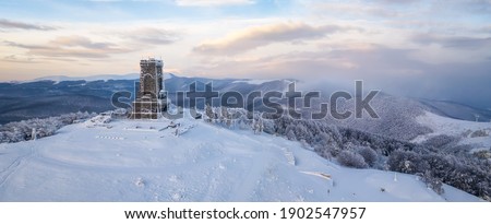 Magnificent panoramic winter view of the Shipka National Monument (Liberty Monument) at sunrise, Balkans, Bulgaria