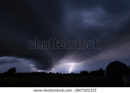A Magnificent Shelf Cloud and Lightning During a Summer Storm