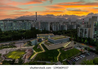 A Magnificent Sunset Over Seoul Museum Of  Art