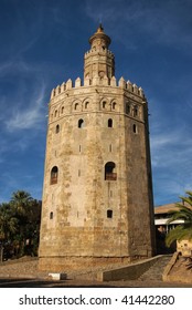 Magnificent Tower of gold in Seville (Torre del Oro) in Spain.