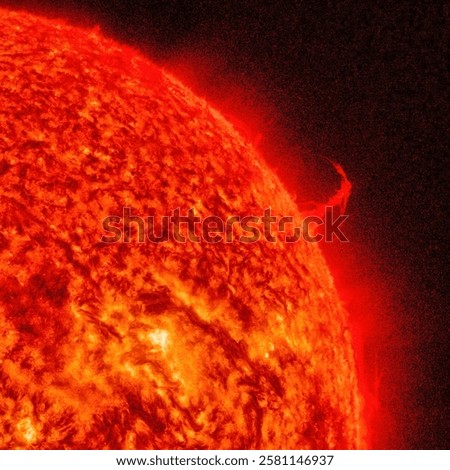 Magnificent view of a coronal mass ejection during a magnetic storm. Spicy red chili powder. Red cosmic nebula. Sun surface on fire. Fuego irreal. Elements of this image furnished by NASA