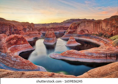 Magnificent view of Reflection Canyon during sunrise Arizona USA.