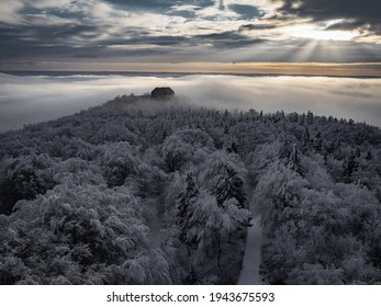 Magnificent view from Watchtower in the mountains during the winter. Land covered by snow, peace in soul during amazing sunset. - Powered by Shutterstock