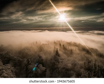 Magnificent view from Watchtower in the mountains during the winter. Land covered by snow, peace in soul during amazing sunset. - Powered by Shutterstock