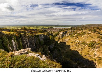 Magnificent Views From The Top Of Cheddar Gorge In Somerset South West England