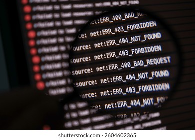 magnified view of http error codes on developer console screen with various 400 403 and 404 status messages indicating access and request issues