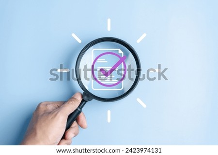 Magnifier analysis of document ai artificial intelligence process with technology processor to planning business information data, tech, network corporate concept.