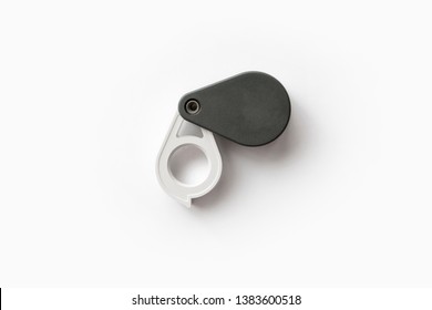 Magnifying glass for diamonds or see the amulet Isolated on a White Background. Eye Lens Magnifier.