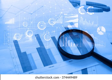 Magnifying Glass Documents Analytics Data Lying Stock Photo 374449489 ...