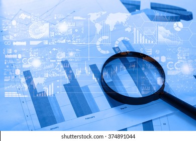 Magnifying Glass Documents Analytics Data Lying Stock Photo 374891044 ...