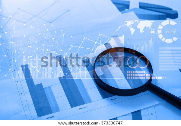 Magnifying Glass Documents Analytics Data Lying Stock Photo (Edit Now ...