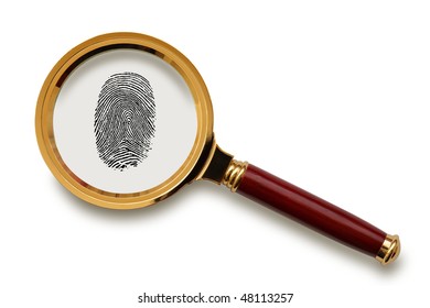 Magnifying Glass Fingerprint Isolated On White Stock Photo 48113257 ...