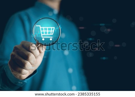 Magnifying glass focus on shopping online 