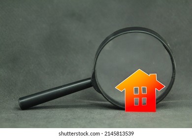 Magnifying Glass And House. Property Inspection Or Home Search Concept