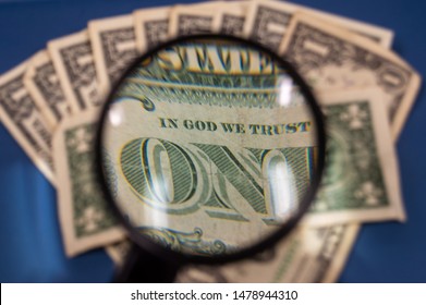 Magnifying Glass Hovering Over United States Stock Photo