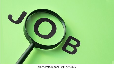 Magnifying Glass And Inscription: Job. Job Search Symbol