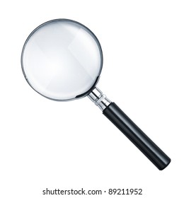 Magnifying glass isolated on white - Shutterstock ID 89211952