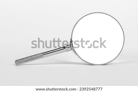 Magnifying glass, lens, loupe. Analysis, checking, examining concept
