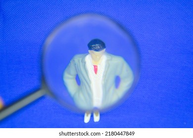 Magnifying Glass Looking Leader Man Blurred Stock Photo 2180447849 ...