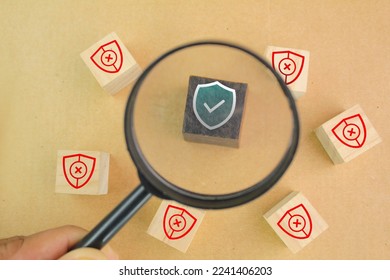 magnifying glass looking for safe icon. safe and unsafe icons. the concept of security in cyberspace - Shutterstock ID 2241406203