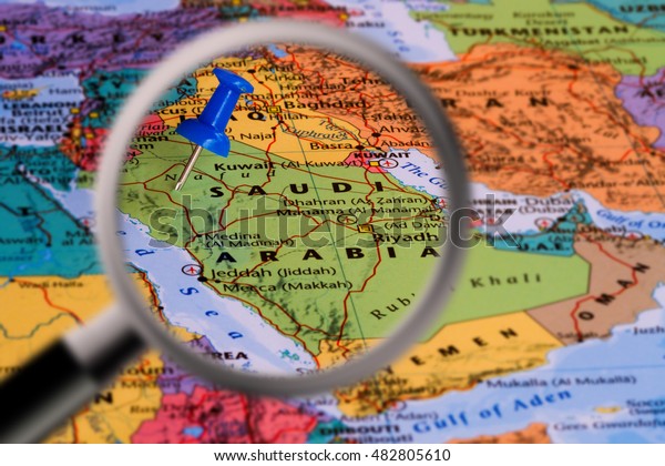 Magnifying Glass Map Saudi Arabia Blue Stock Photo 482805610 | Shutterstock