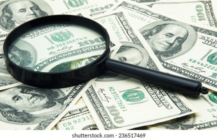 Magnifying Glass And Money - Business Background