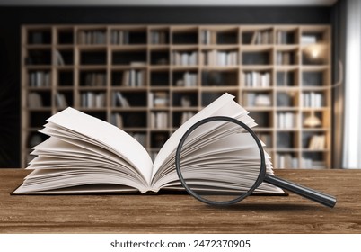 magnifying glass on the page of book, education concept - Powered by Shutterstock