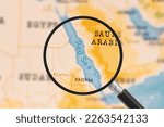 A Magnifying Glass on Red Sea of the World Map