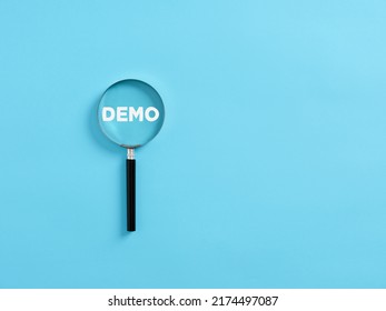 Magnifying Glass On The Word Demo. Demonstration Version Of A Software Concept.