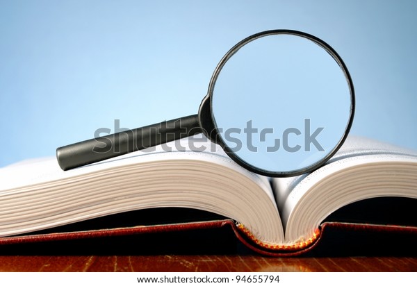 Magnifying Glass Open Book On Table Stock Photo (edit Now) 94655794