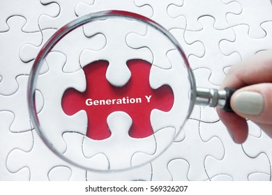  Magnifying Glass Over Jigsaw Puzzle: Generation Y