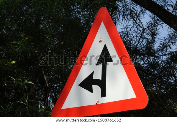 Mahabaleshwar; Maharashtra; India; Asia : March,2015 :\
Neon Sign Reflective Road Sign Board Showing,\