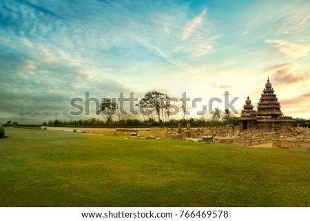mahabalipuram beach temple UNESCO World Heritage Site built in 7th and 8th century, tamil nadu, india. near chennai