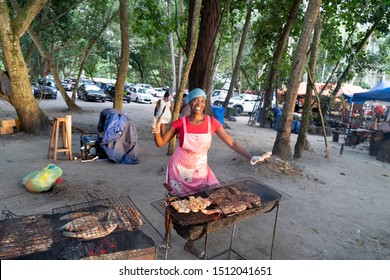 MAHE, SEYCHELLES - AUGUST 13 2019 - Young Creole People At Local Market. With A Population Of Roughly 94,367, It Has The Smallest Population Of Any Sovereign African Country